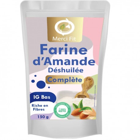 Farine d’amandes complète Déshuilée, 150g - Merci Fit