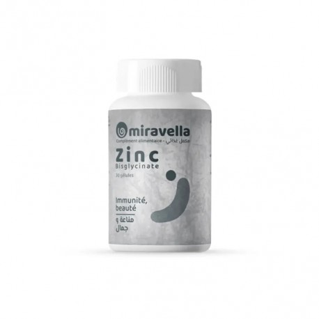 Zinc bisglycinate , Boite de 30 gélules - Miravella