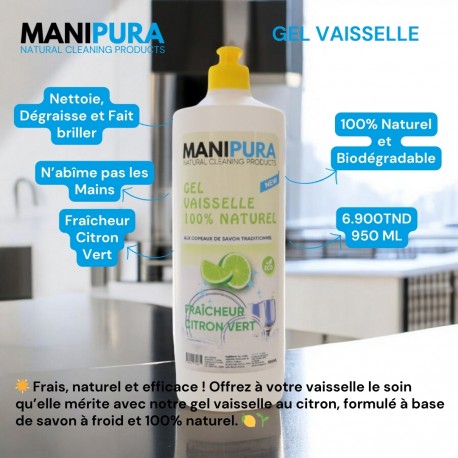 Gel Vaisselle Fraîcheur Citron, 1L - Manipura