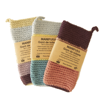 Gants de toilette exfoliant doux Manipura multicouleurs