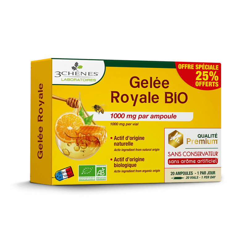 Gelée royale biologique, 3 Chênes - Acheter en ligne pot de 10g pas cher